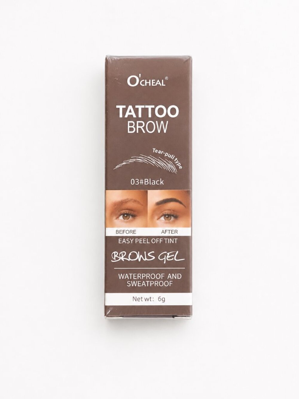 O’CHEAL Tattoo Brow Gel 03 Black Peel Off Eyebrow Tint Waterproof 6g New
